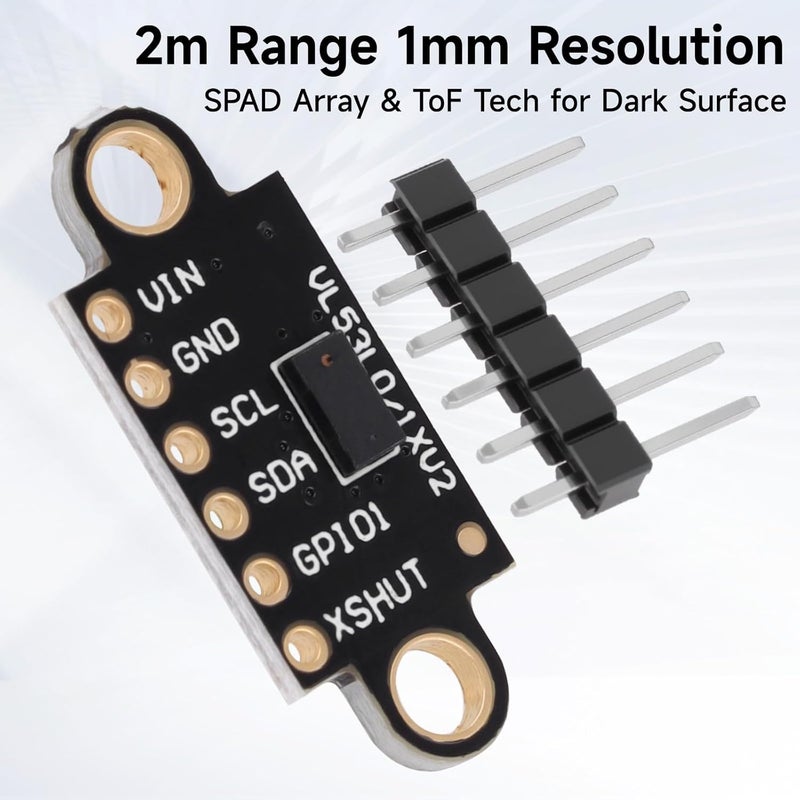MakerHawk 5 Pcs VL53L0X Lidar Sensor 2m Range High Precision Single-Point Distance Sensor Compact Lightweight ToF Module with I2C Interface for Arduino Raspberry Pi Robot IoT Projects Smart Homes GY-VL53L0XV2 - Image 2